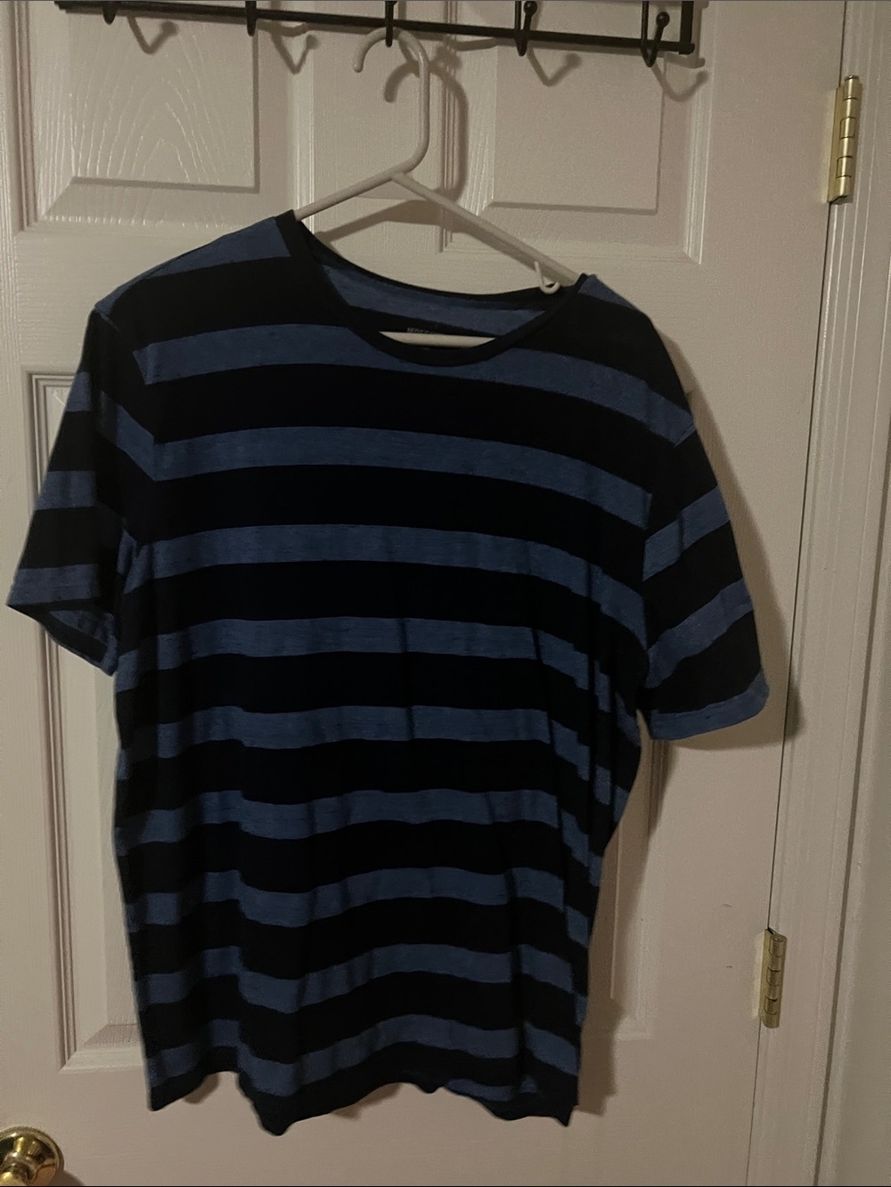Mossimo Supply Co. Black and Blue Striped Short Sleeve Tee